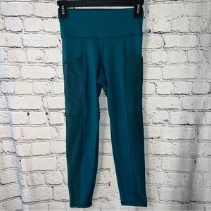 Universal Standard NWT Cropped Mesh Leggings Mid Rise Teal Color Size XS